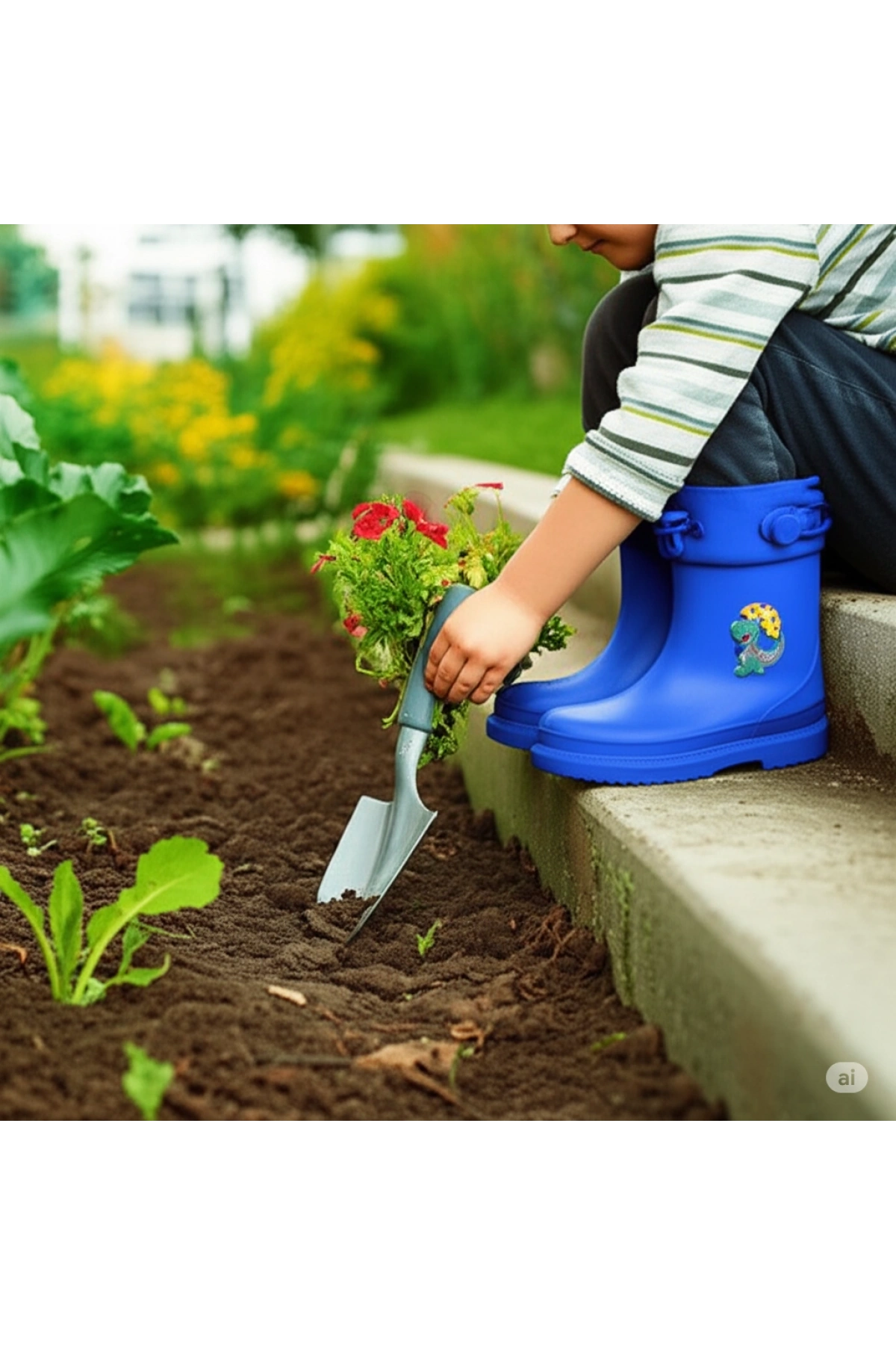 Konçlu Erkek Çocuk Yağmur Çizmesi 26-35 Mavi