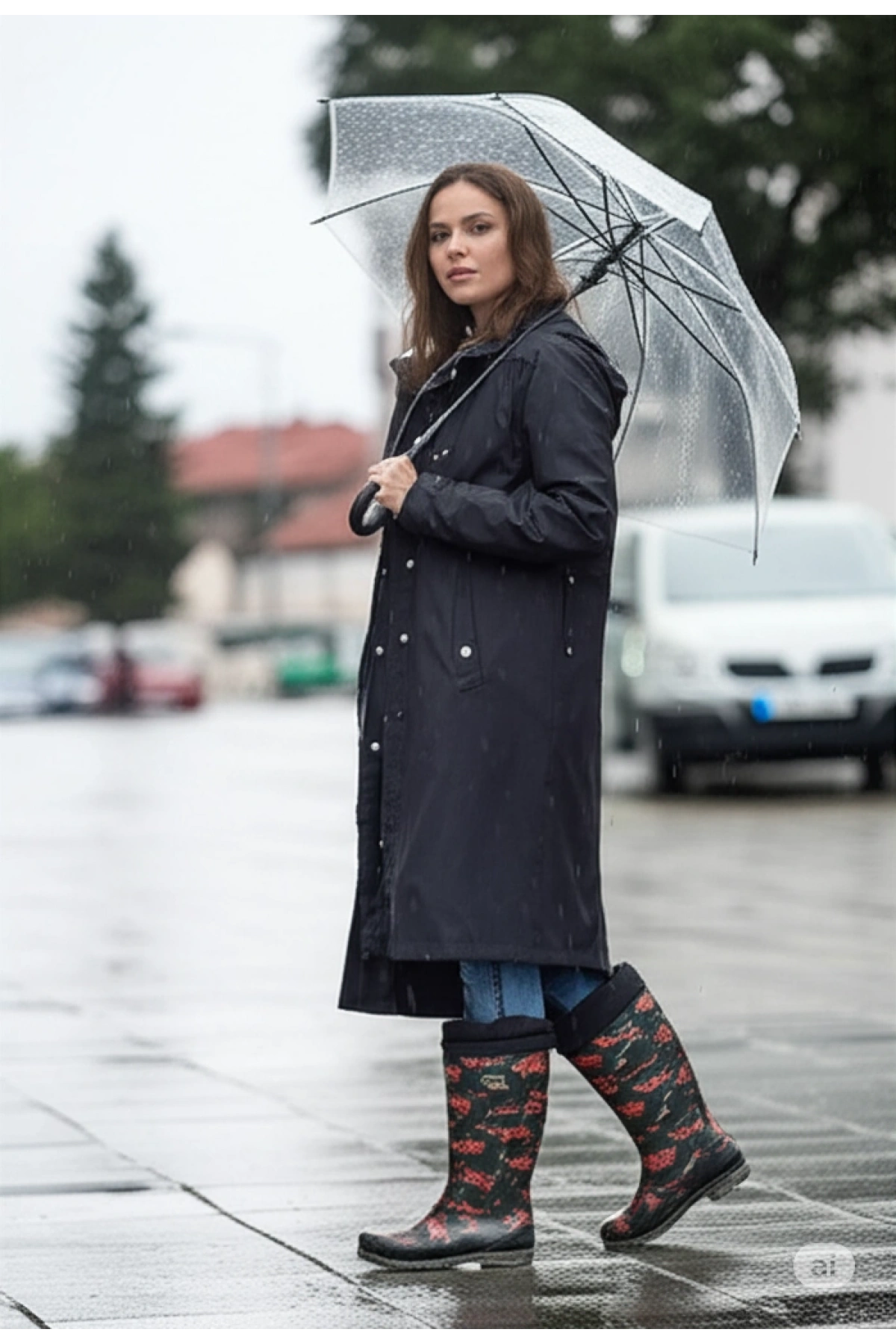 Konçlu Kadın Yağmur Çizmesi 36-40 Kırmızı