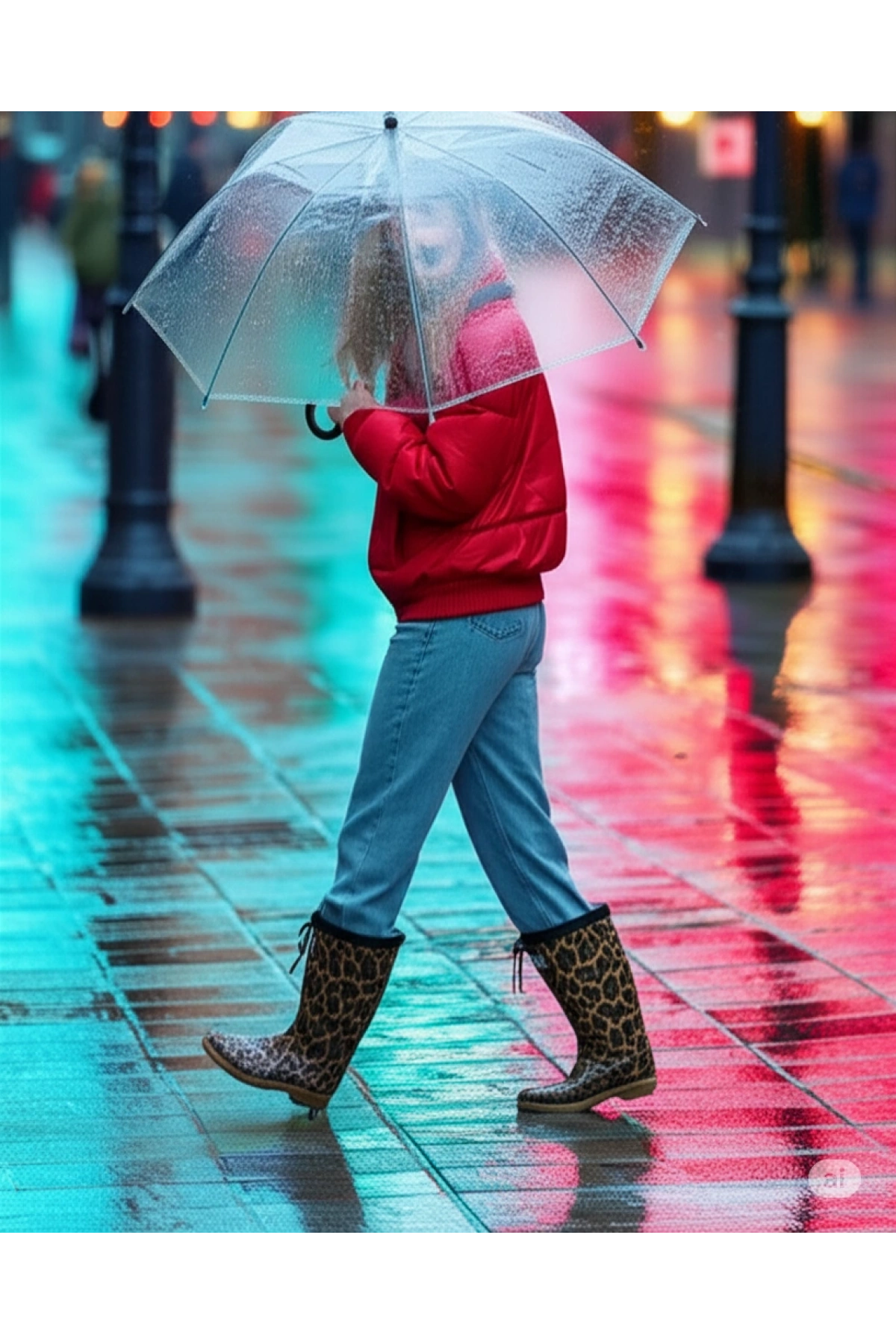 Konçlu Kadın Yağmur Çizmesi 36-40 Leopar