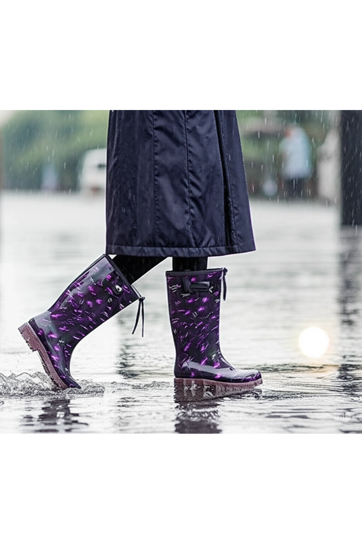Konçlu Kadın Yağmur Çizmesi Yağmur 36-40 Mor