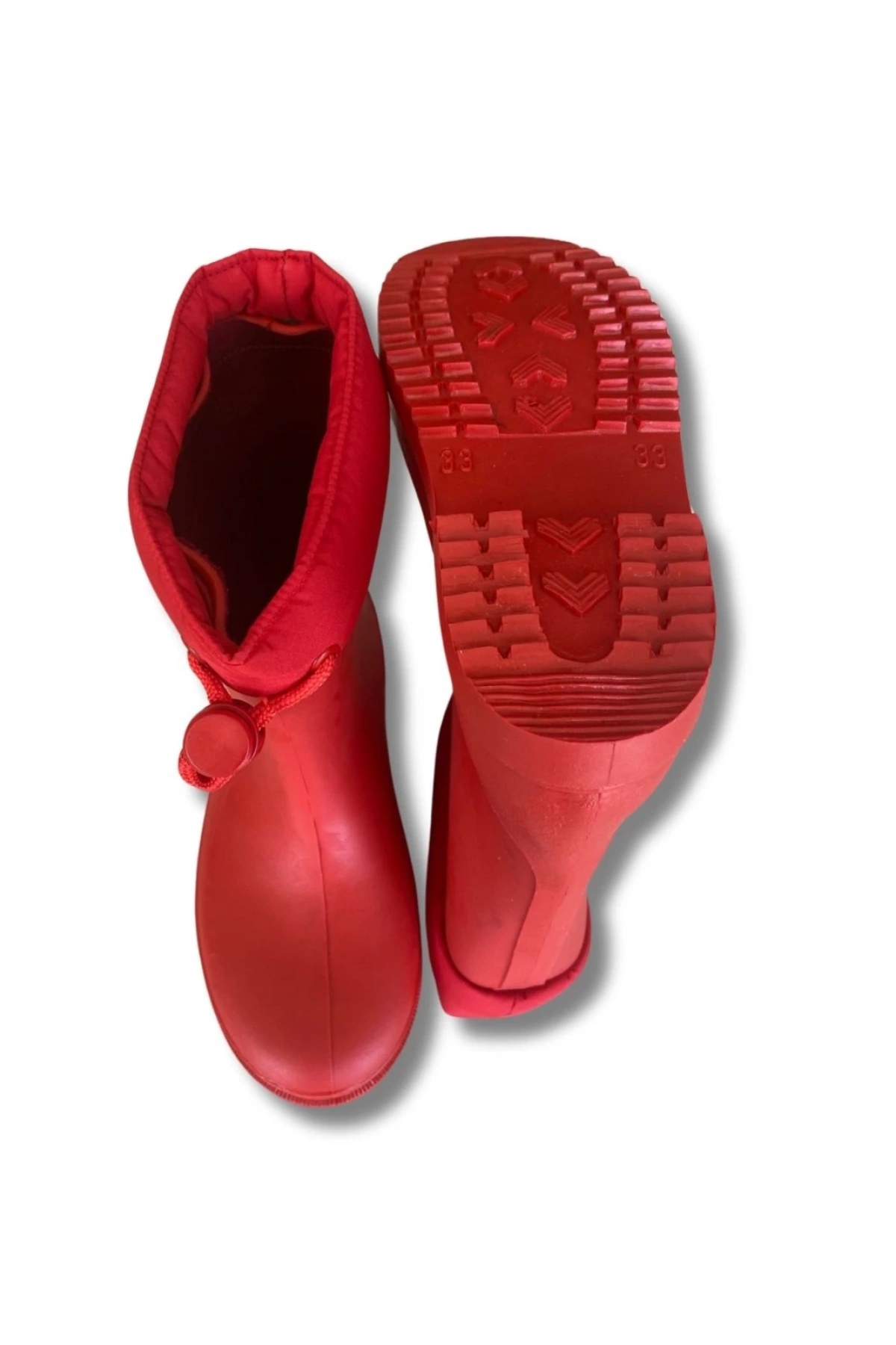 Konçlu Kız Çocuk Yağmur Çizmesi 26-35 Kırmızı