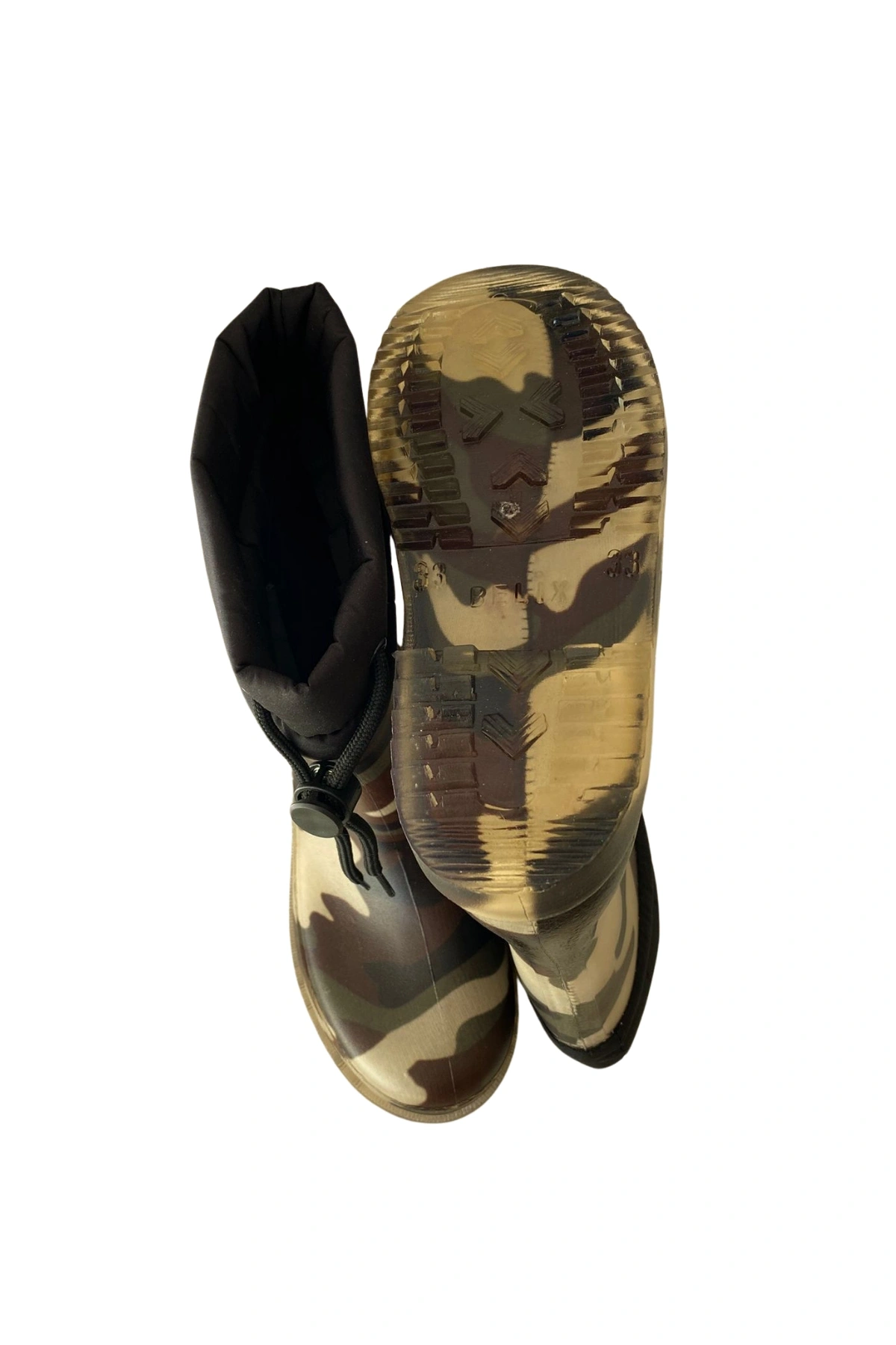 Konçlu Peluşlu Unisex Çocuk Yağmur Çizmesi 26-35 Şeffaf Kamuflaj