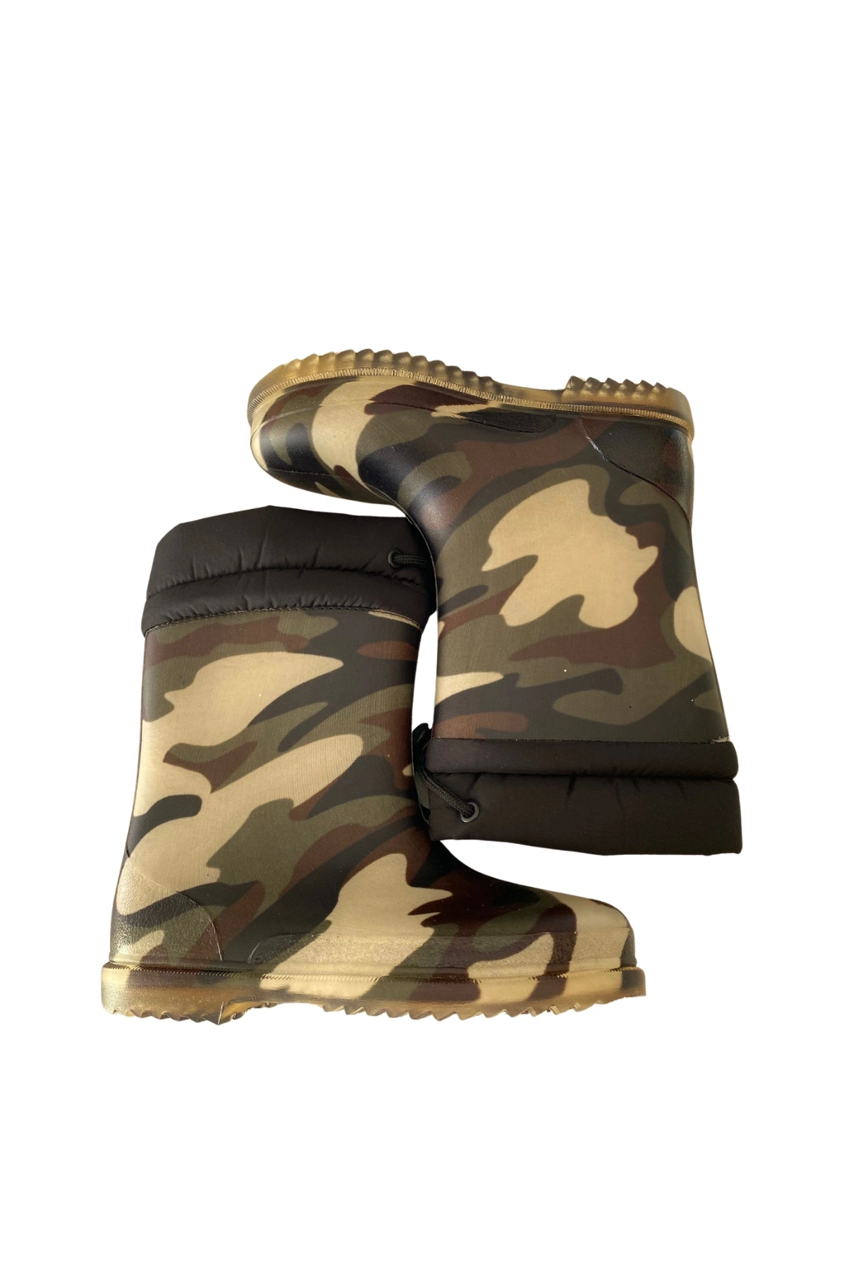 Konçlu Peluşlu Unisex Çocuk Yağmur Çizmesi 26-35 Şeffaf Kamuflaj