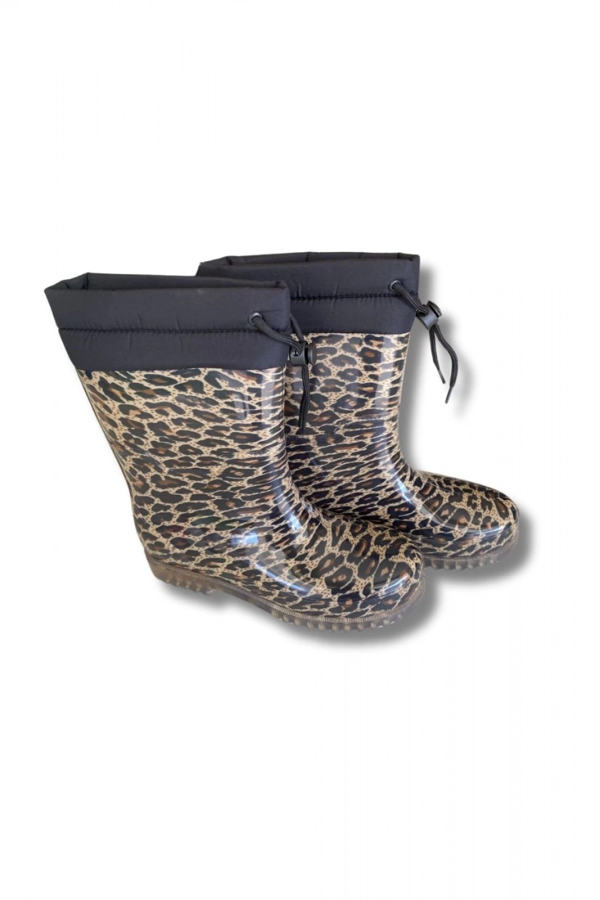 Konçlu Peluşlu Kadın Yağmur Çizmesi 36-40 Leopar Desenli