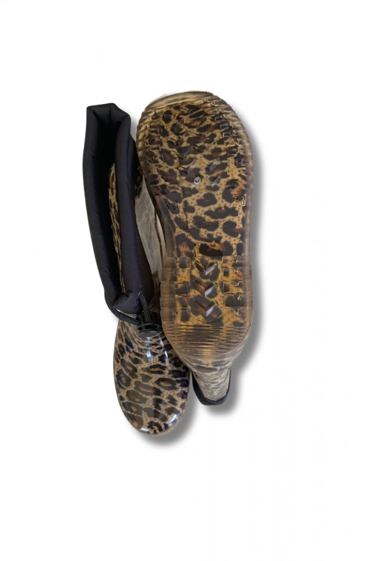 Konçlu Peluşlu Kadın Yağmur Çizmesi 36-40 Leopar Desenli
