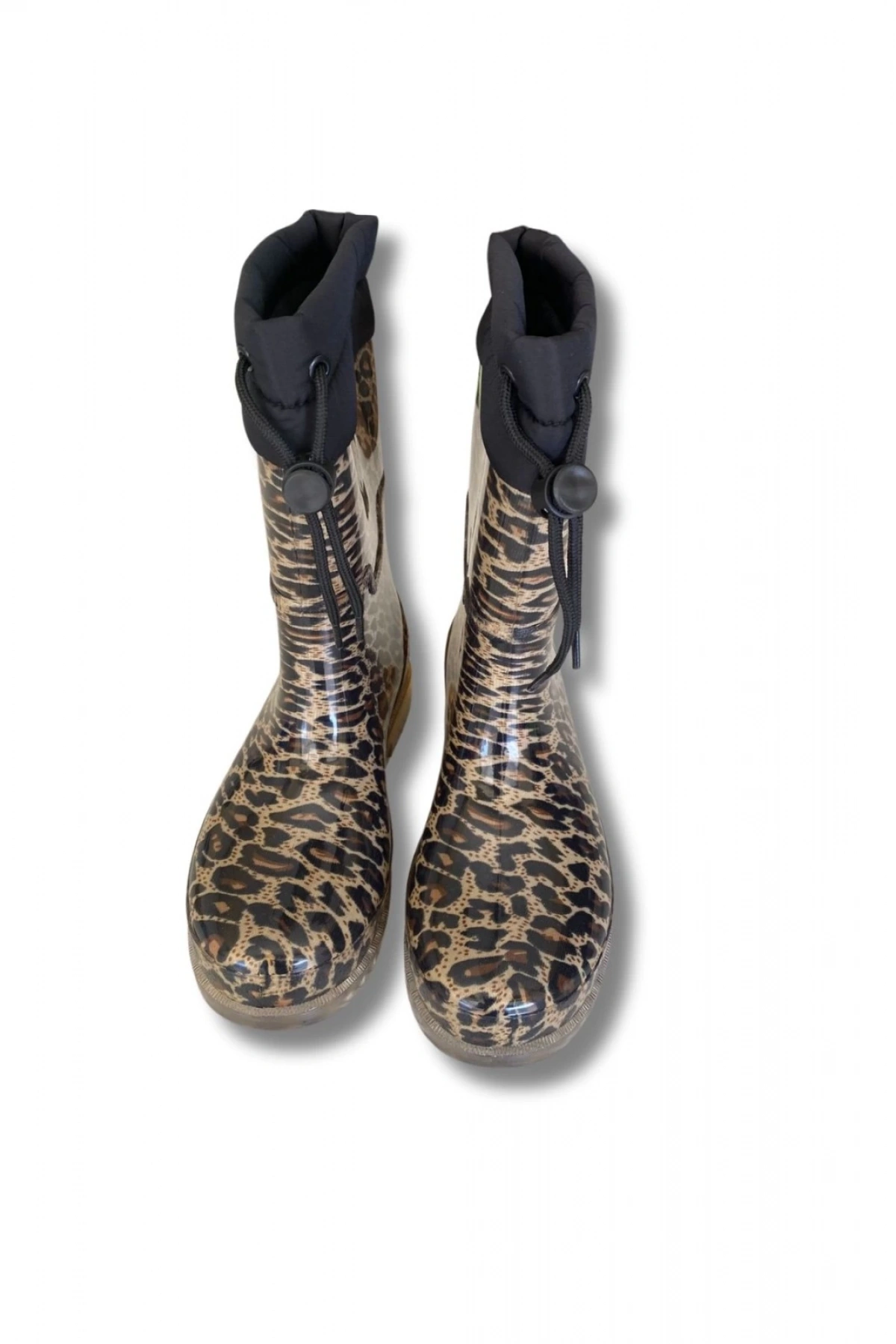Konçlu Peluşlu Kadın Yağmur Çizmesi 36-40 Leopar Desenli