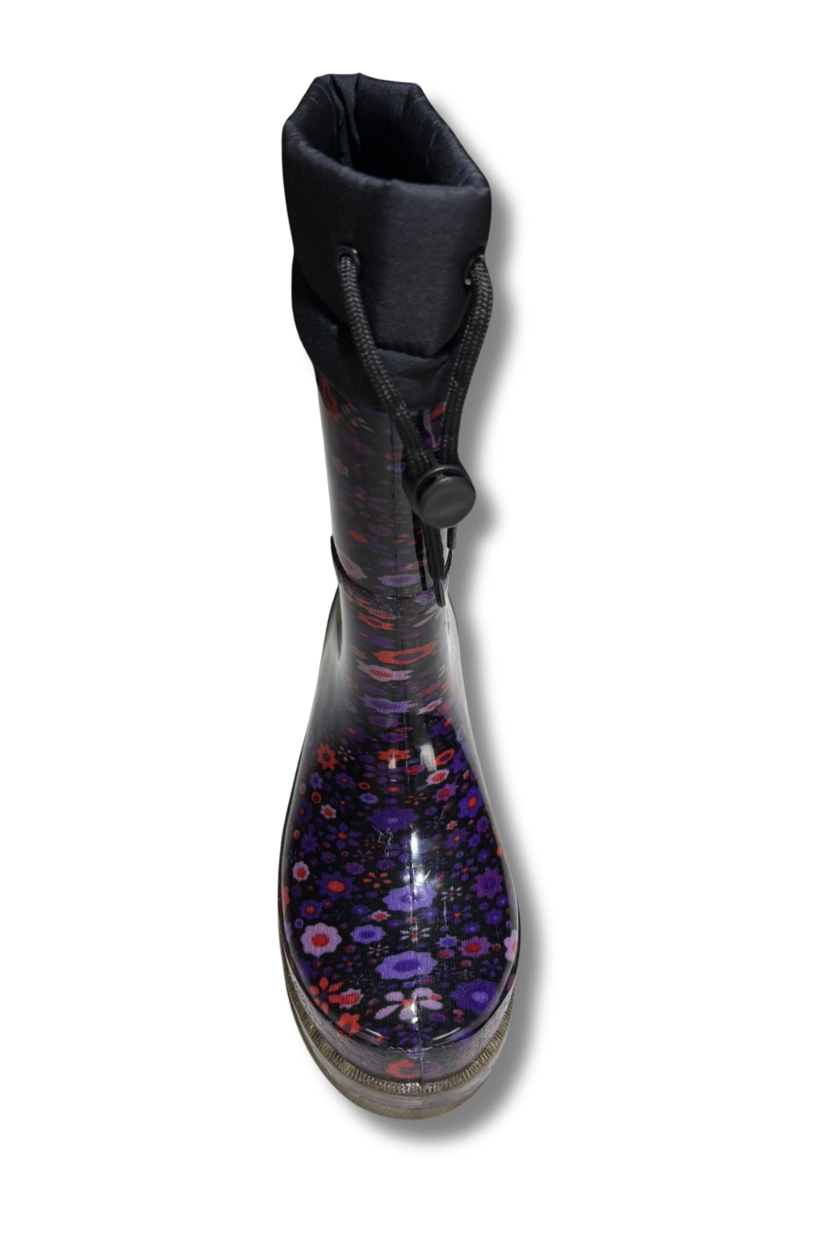 Konçlu Peluşlu Kadın Yağmur Çizmesi 36-40 Mürdüm Çiçekli