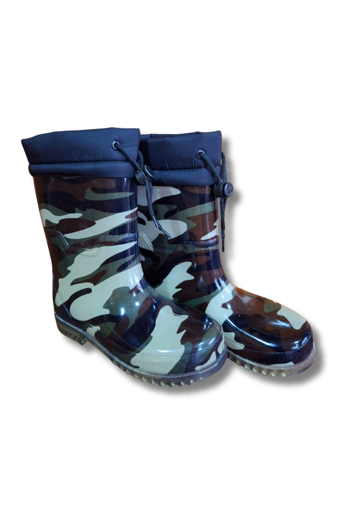 Konçlu Unisex Yağmur Çizmesi 36-40 Yeni Askeri Kamuflaj