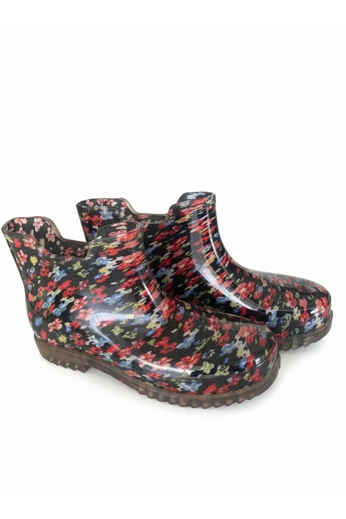 Potin Yağmur Kadın Botu 36-40 Kırmızı Çiçekli