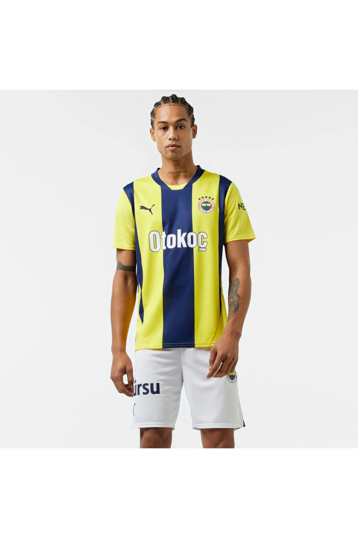 Puma 775360-01 Fenerbahçe 24/25 Erkek İç Saha Çubuklu Forması Sarı-Lacivert