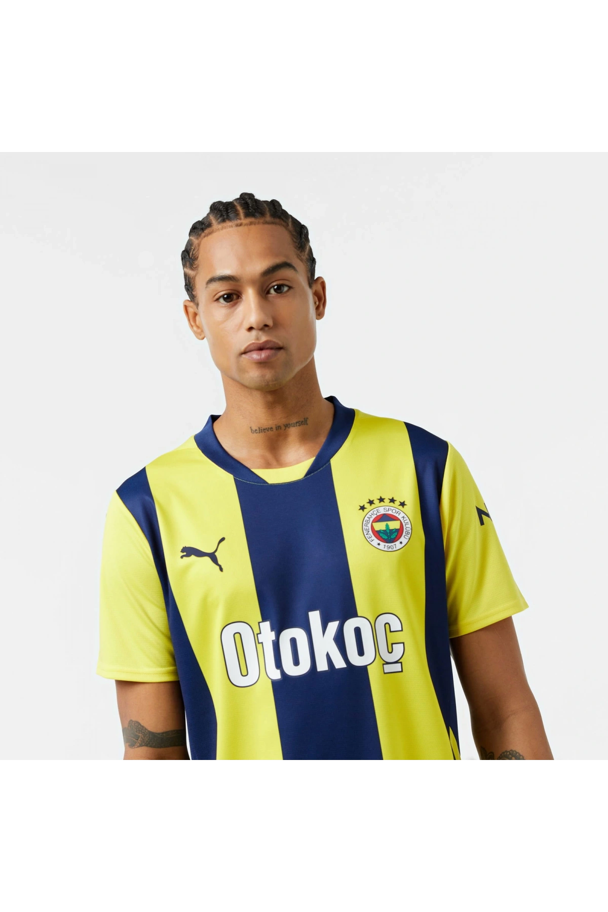 Puma 775360-01 Fenerbahçe 24/25 Erkek İç Saha Çubuklu Forması Sarı-Lacivert