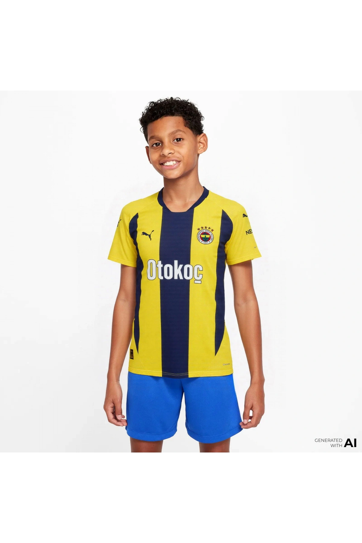 Puma 775364-01 Fenerbahçe 24/25 Çocuk Unisex İç Saha Çubuklu Forması Sarı-Lacivert