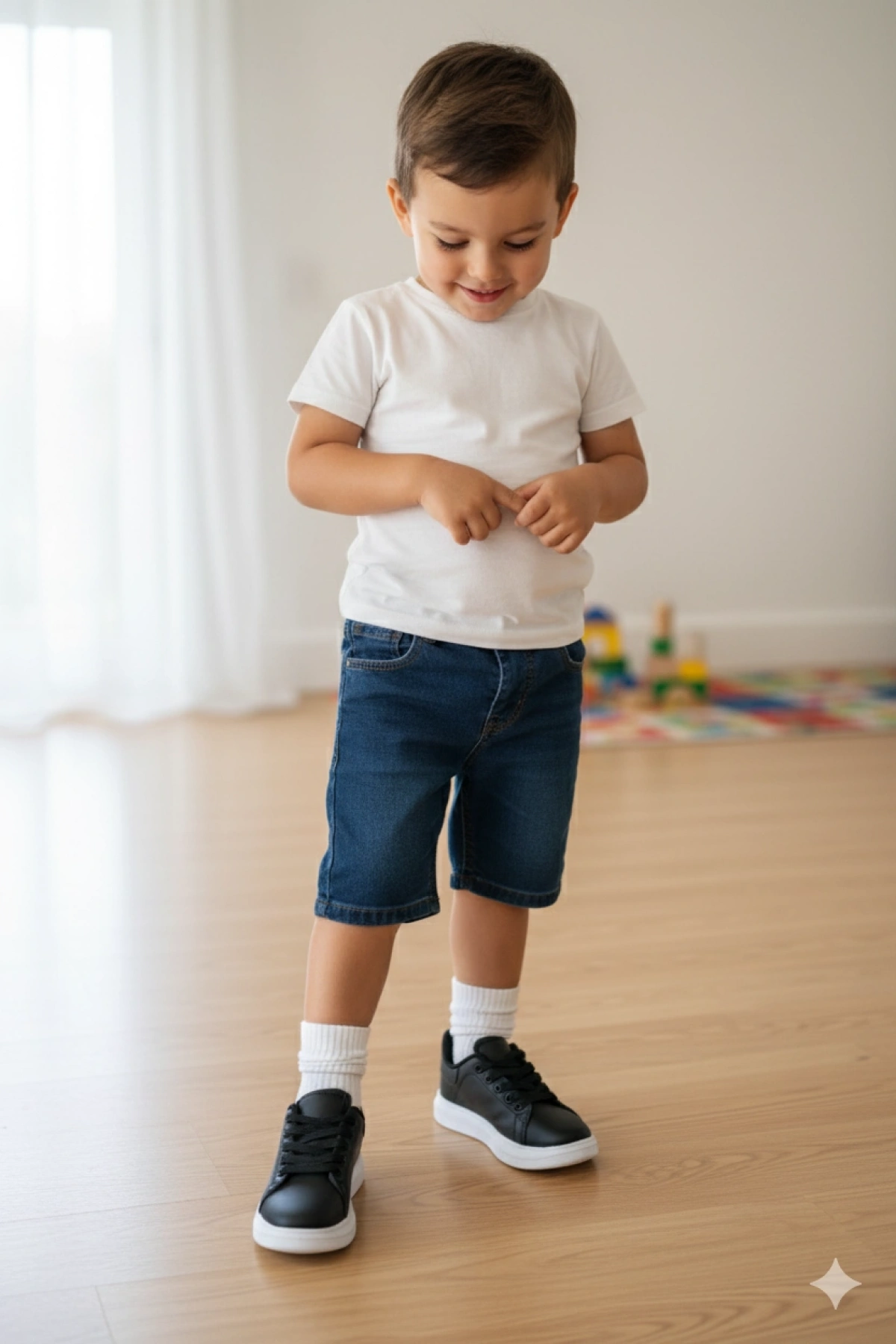 Belix-Sammix Erkek Çocuk Spor Ayakkabısı 28-35 Siyah-Beyaz