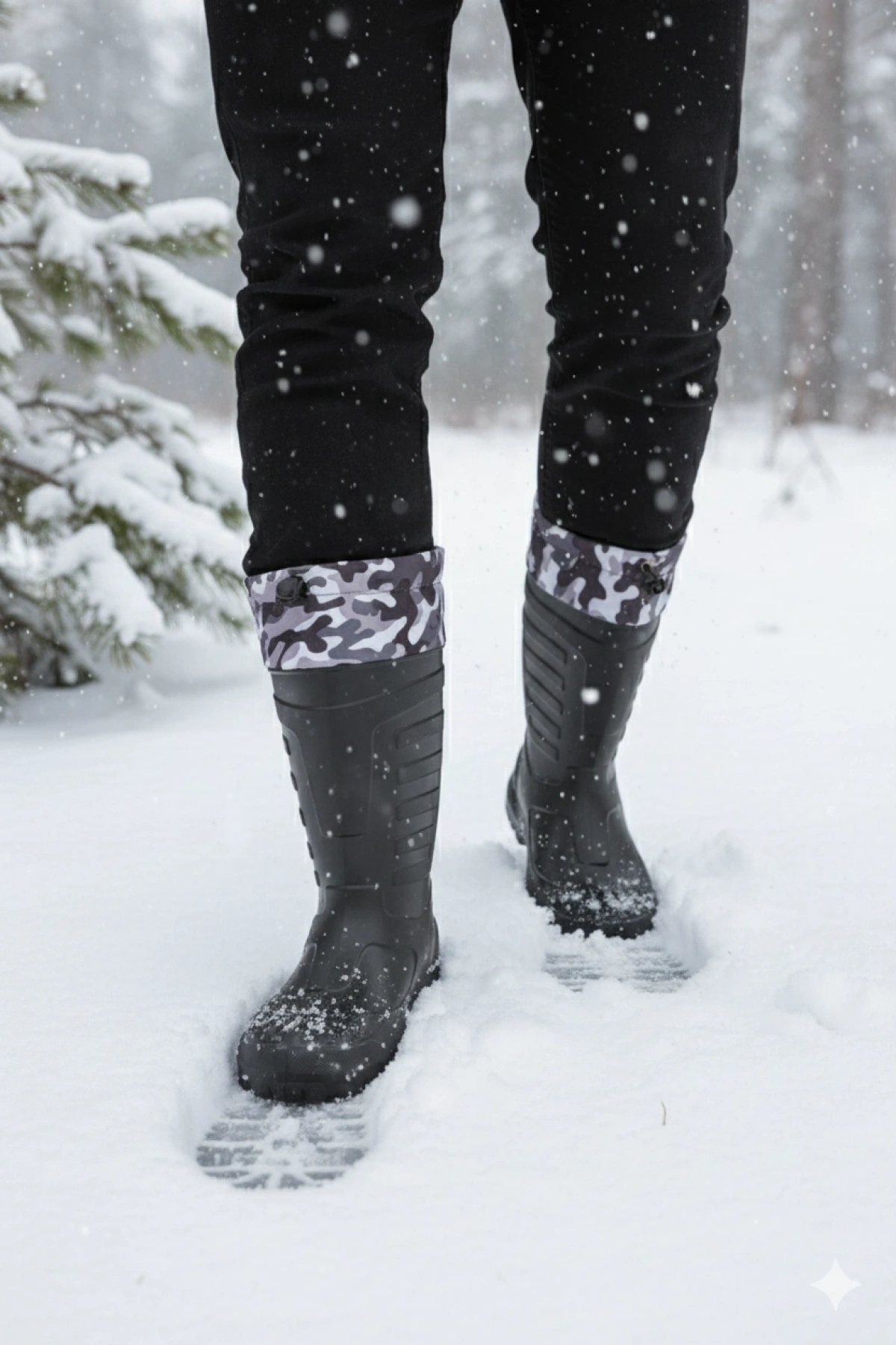 Serabien Soğuk-Sıcak İzolasyonlu Şok Emici Kaymaz Tabanlı Eva Kauçuk Çizme Siyah