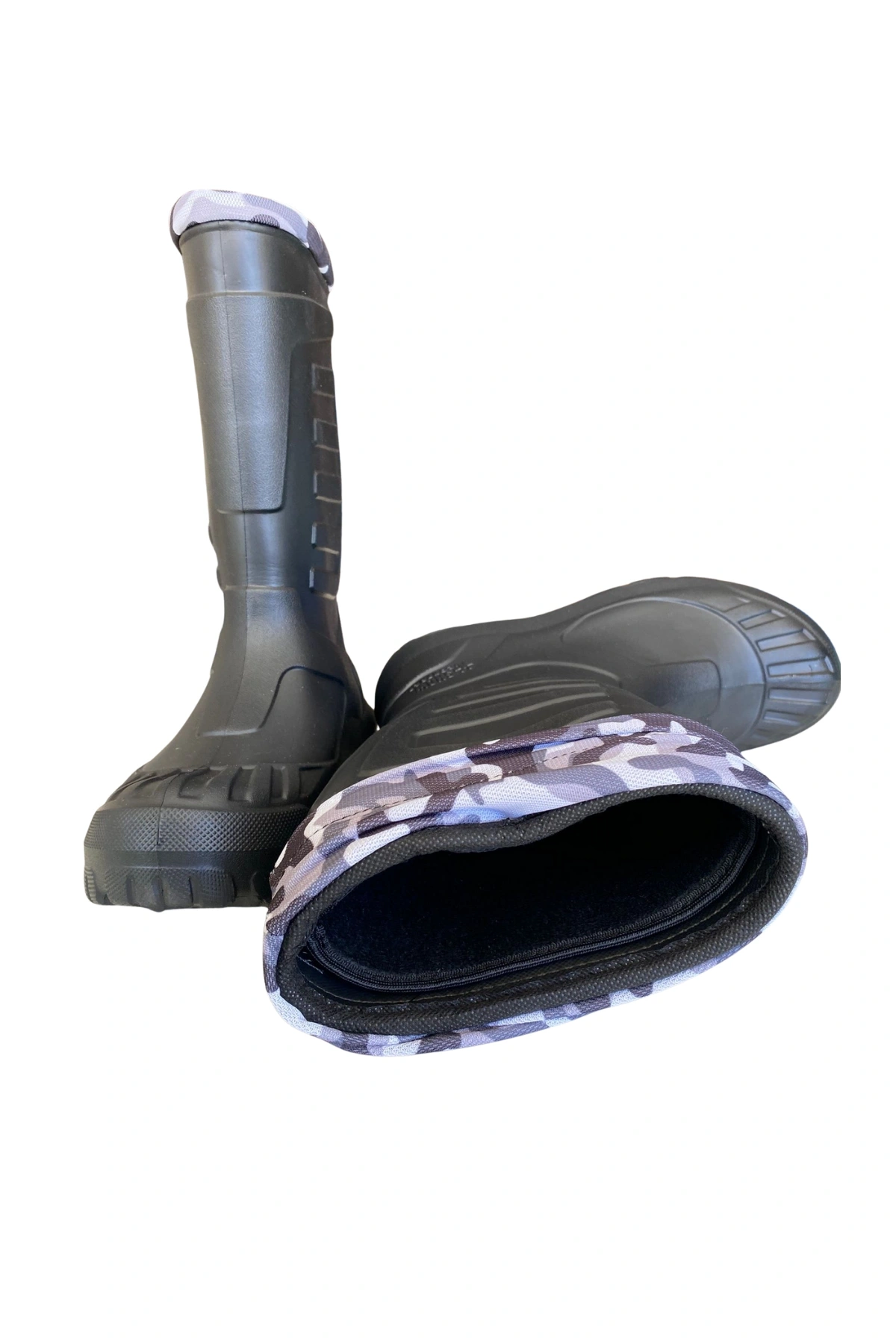 Serabien Soğuk-Sıcak İzolasyonlu Şok Emici Kaymaz Tabanlı Eva Kauçuk Çizme Siyah