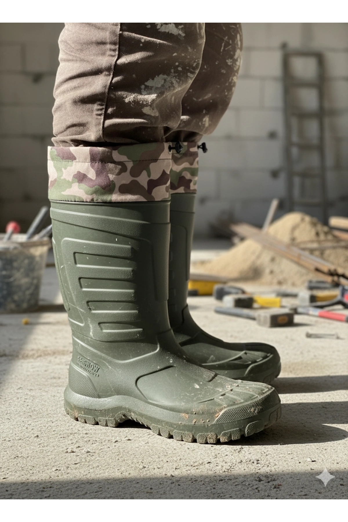 Serabien Soğuk-Sıcak İzolasyonlu Şok Emici Kaymaz Tabanlı Eva Kauçuk Çizme Yeşil