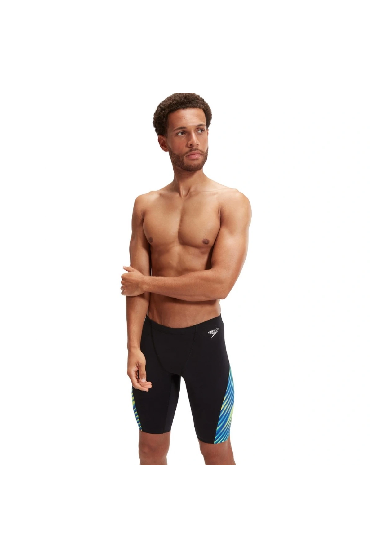 Speedo Allover Digital V-Cut Jam-mer Erkek Yüzücü Mayosu Siyah-Mavi