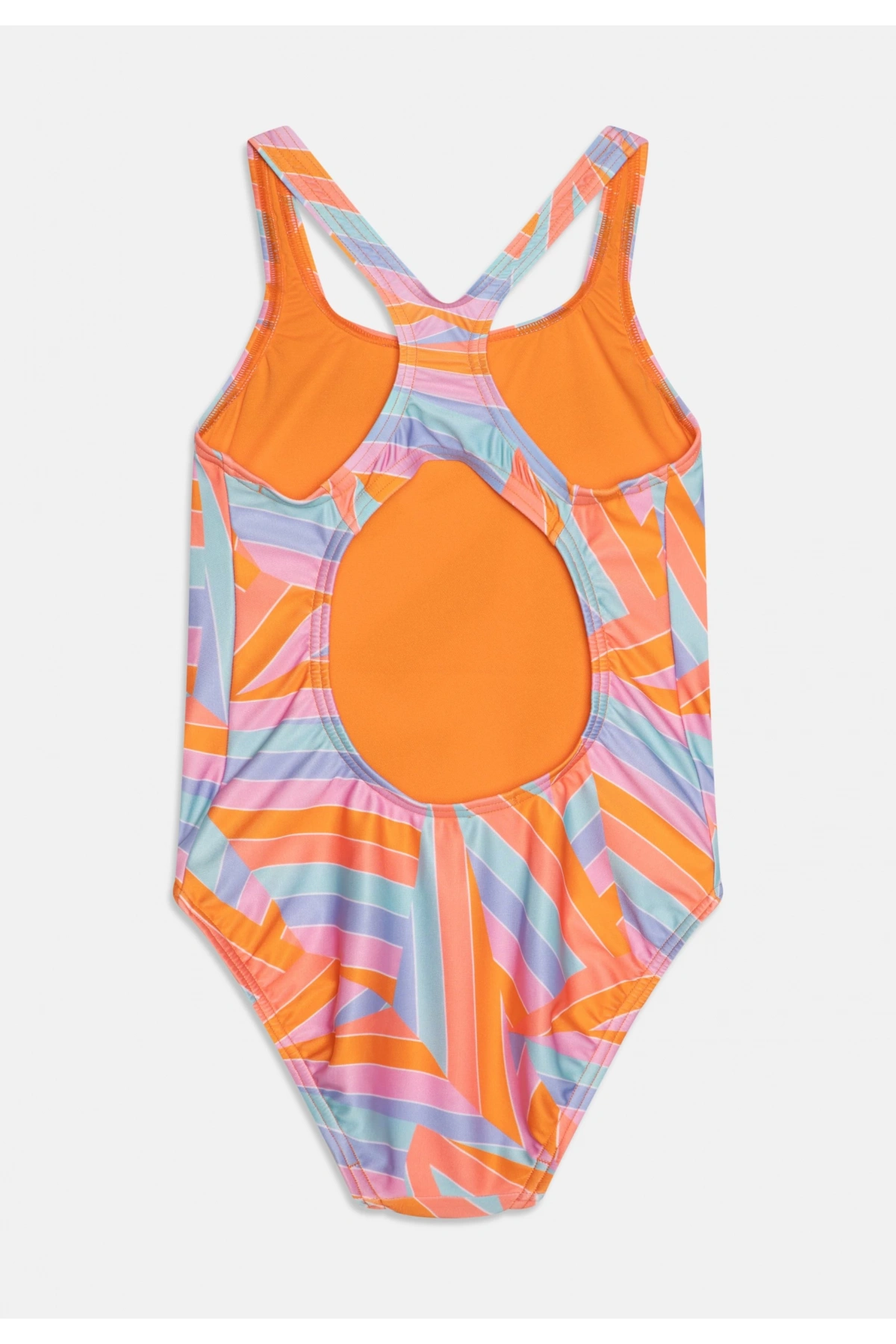 Speedo Allover Printed Medalist Kız Çocuk Yüzücü Mayosu Turuncu-Mavi