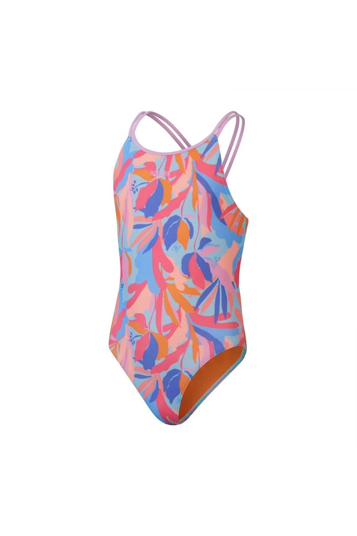 Speedo Printed Twinstrap Kız Çocuk Yüzücü Mayosu Pembe-Mavi