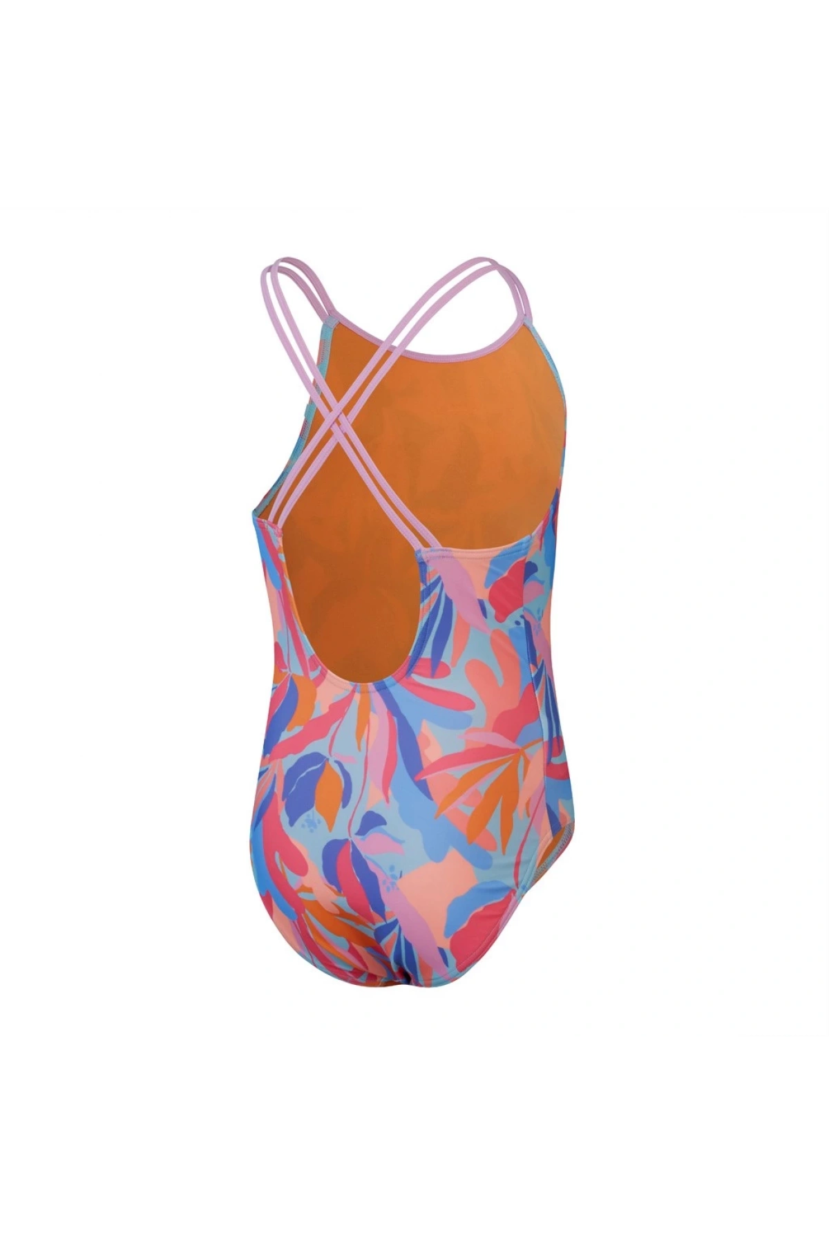 Speedo Printed Twinstrap Kız Çocuk Yüzücü Mayosu Pembe-Mavi