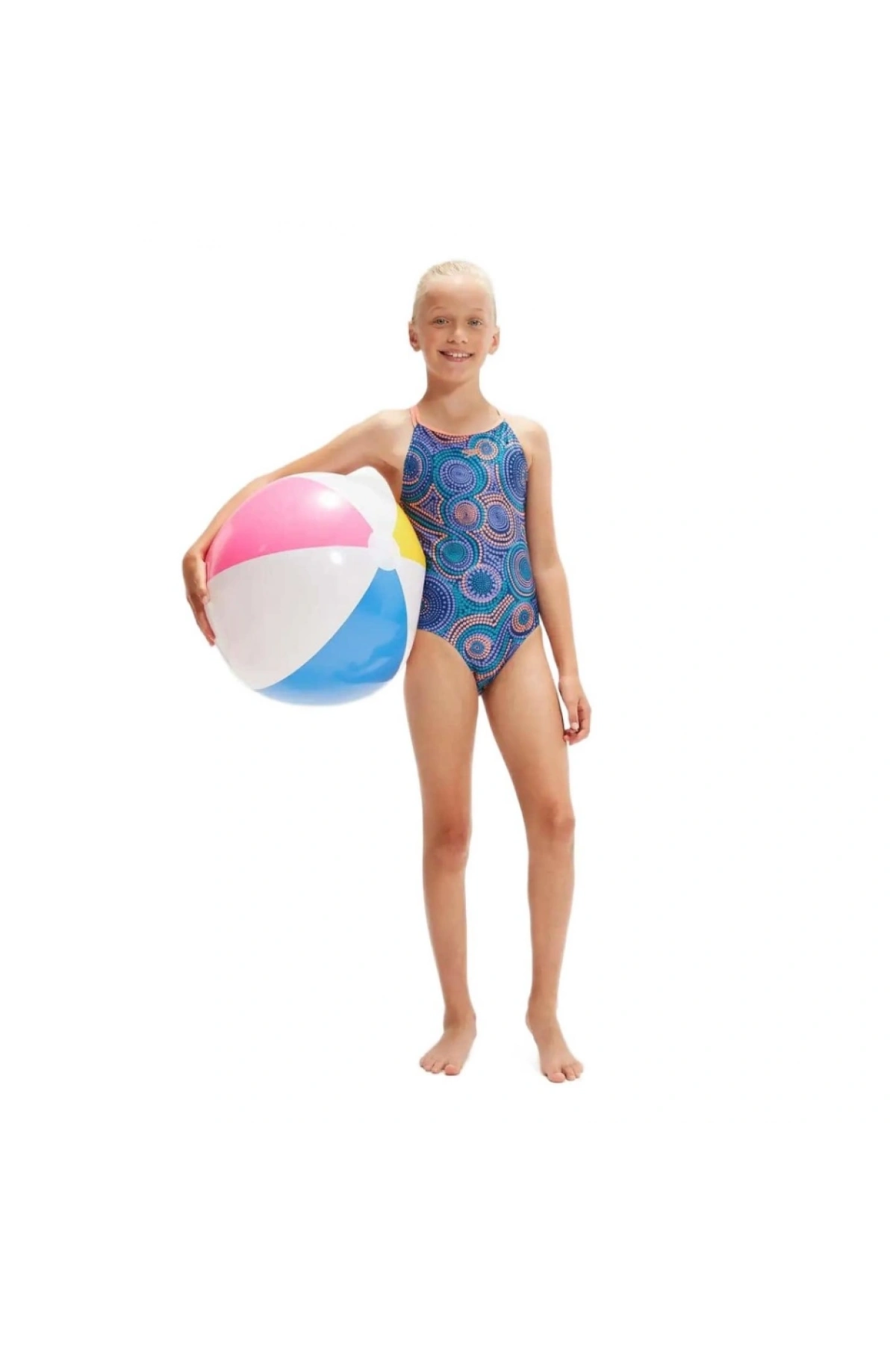 Speedo PT Twinstrap Kız Çocuk Yüzücü Mayosu Mavi-Pembe