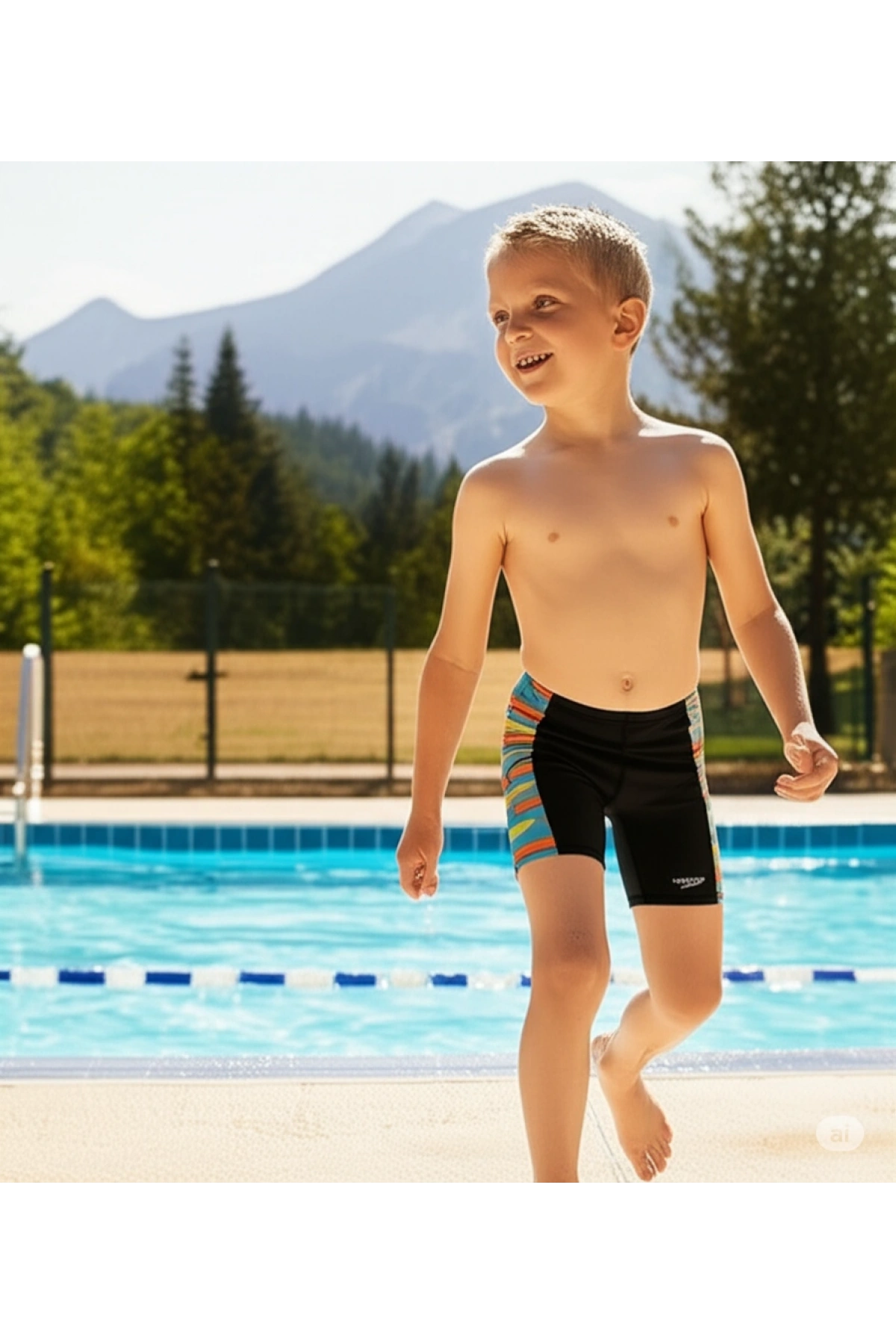 Speedo Digi Allover Panel Jam-mer Erkek Çocuk Yüzücü Mayosu Siyah-Mavi