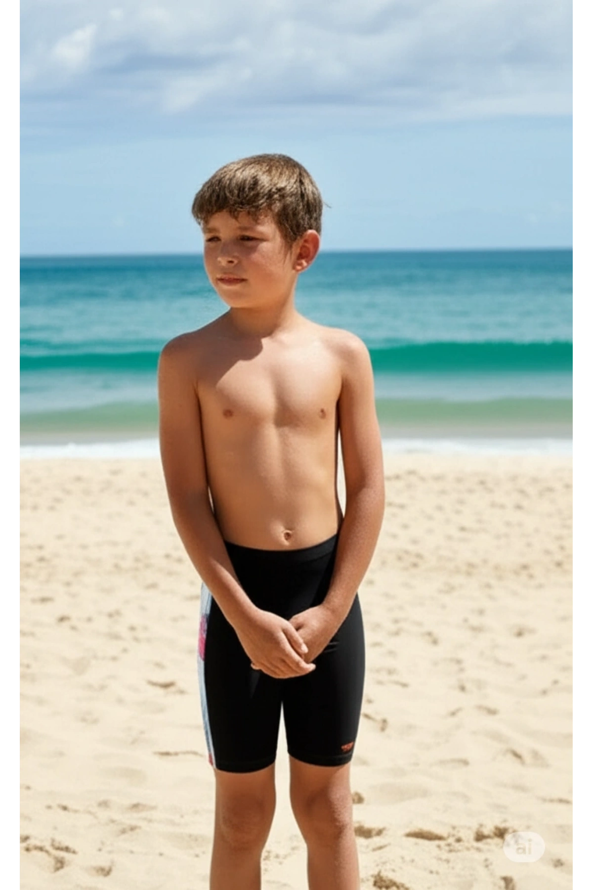 Speedo Digi Allover Panel Jam-mer Erkek Çocuk Yüzücü Mayo Siyah-Turuncu