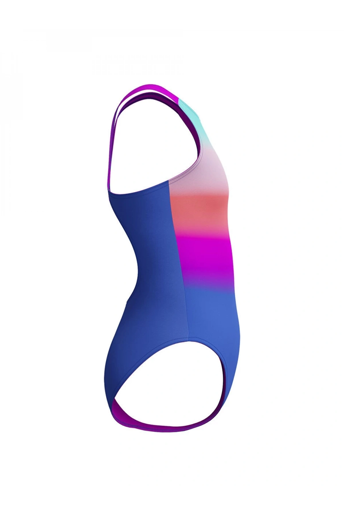 Speedo Digital Baskı Kız Çocuk Yüzücü Mayosu Pembe-Mavi