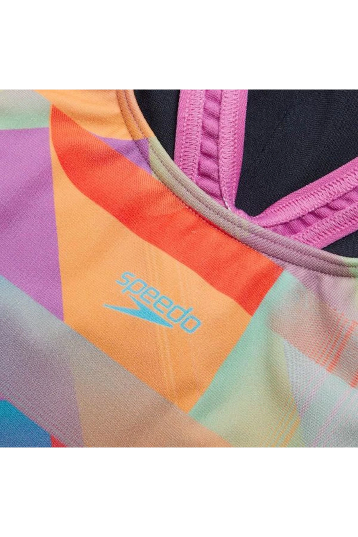 Speedo Digital Baskı Splashback Kız Çocuk Yüzücü Mayosu Lacivert-Pembe