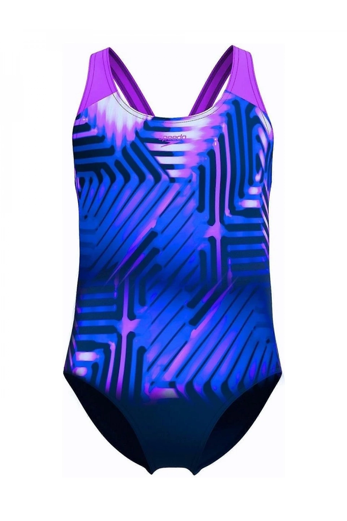 Speedo Digital Baskı Kız Çocuk Yüzücü Mayosu Pembe-Mor