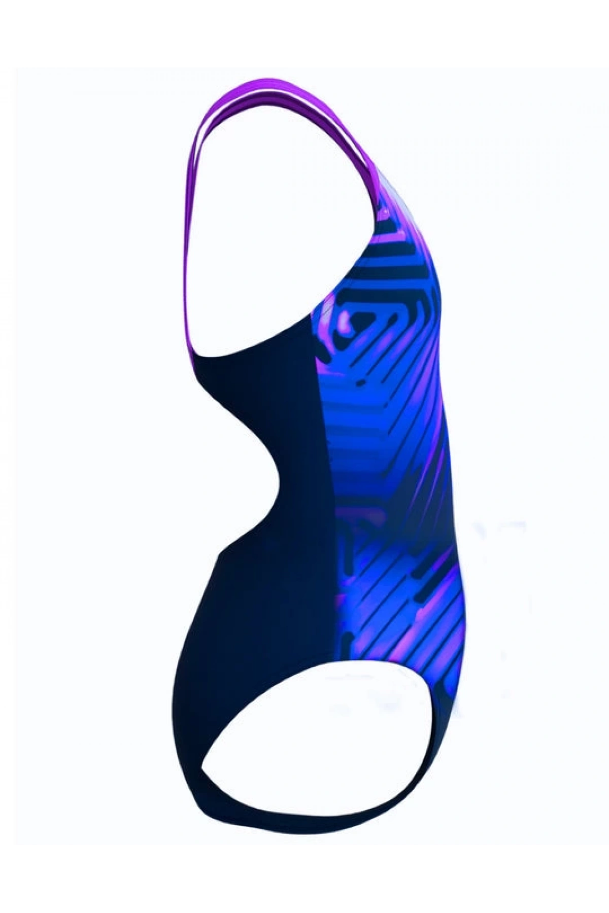 Speedo Digital Baskı Kız Çocuk Yüzücü Mayosu Pembe-Mor