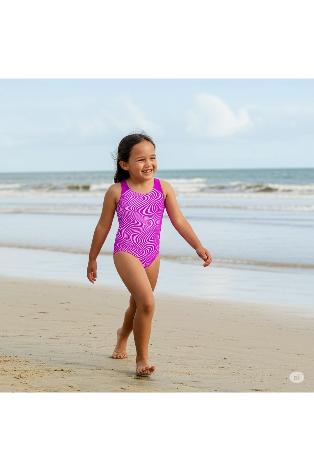 Speedo Dijital Allover Sıçrama Önleyici Diva Kız Çocuk Mayosu Mor