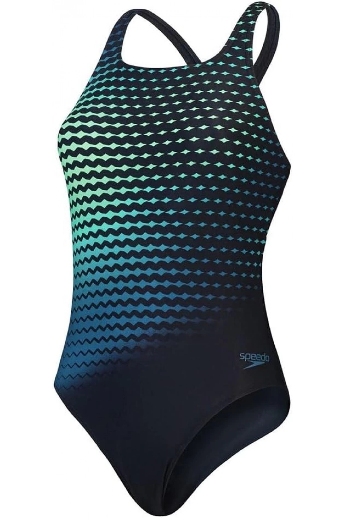 Speedo Dijital Baskılı Medalist Kadın Yüzücü Mayosu Koyu Yeşil