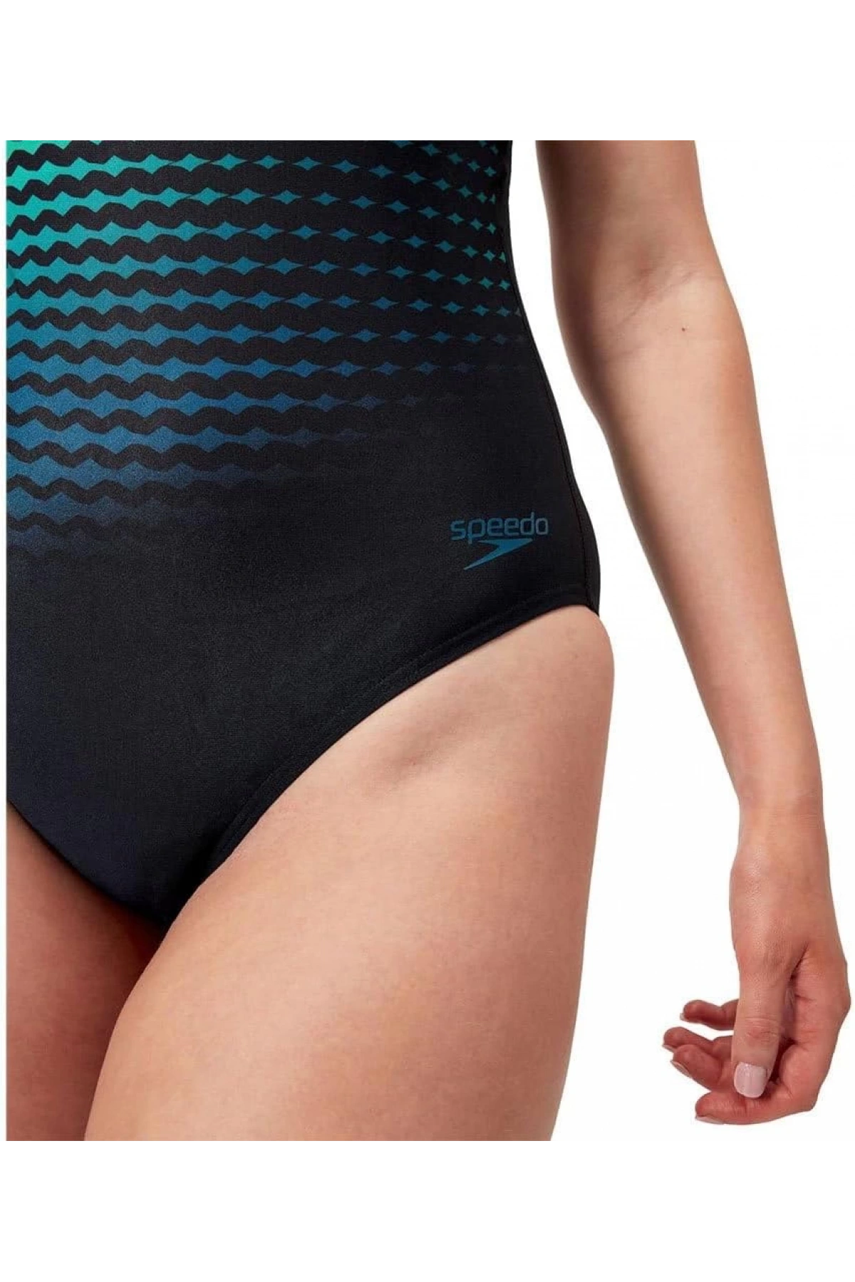 Speedo Dijital Baskılı Medalist Kadın Yüzücü Mayosu Koyu Yeşil