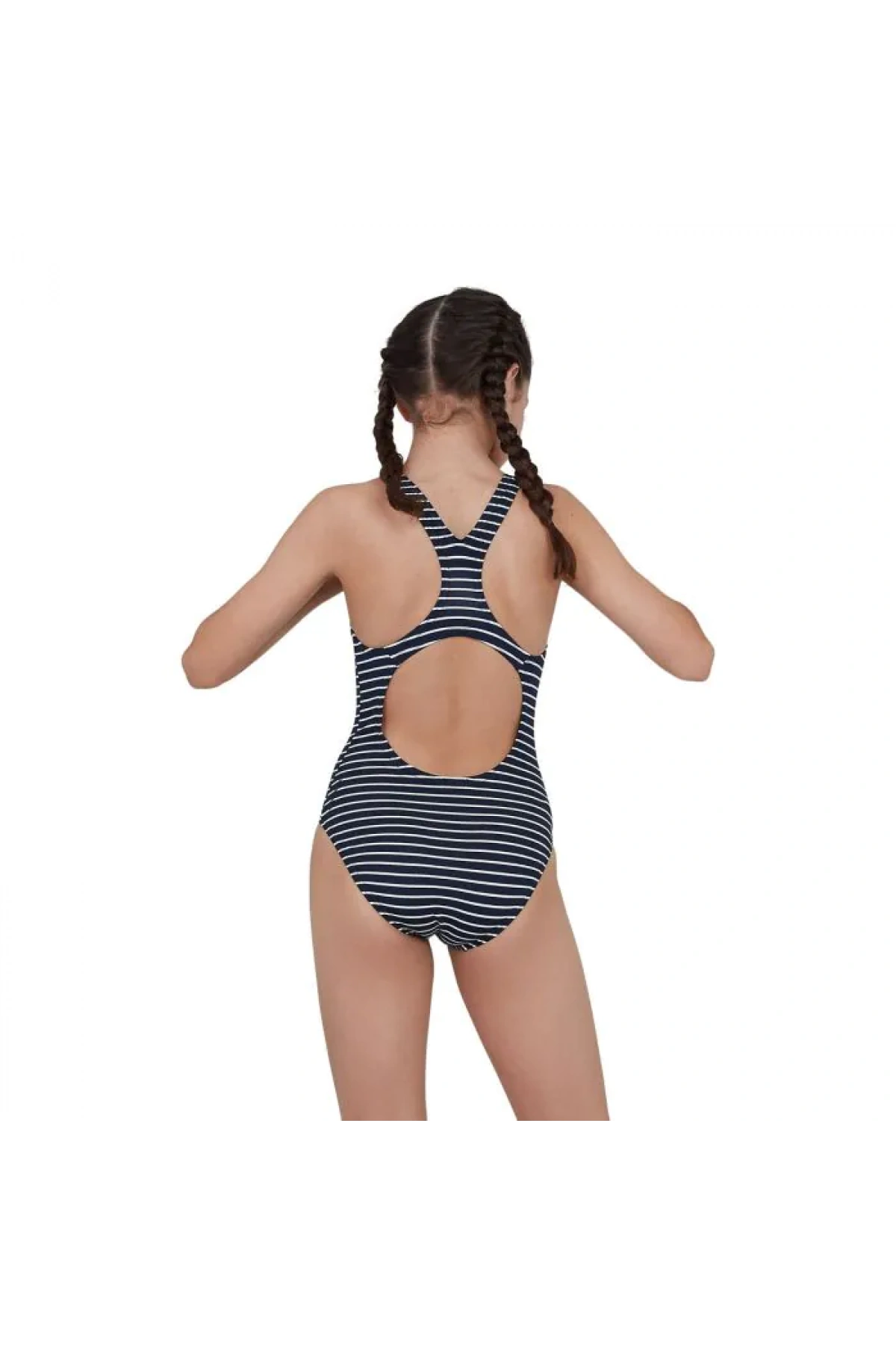 Speedo Endurance Baskılı Madalyalı Kız Çocuk Mayosu Lacivert-Beyaz