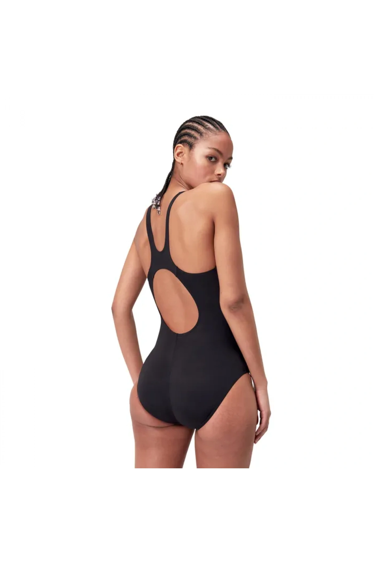 Speedo Hyper Boom Yerleştirmeli Kaslı Sırt Kadın Mayosu Siyah-Bordo