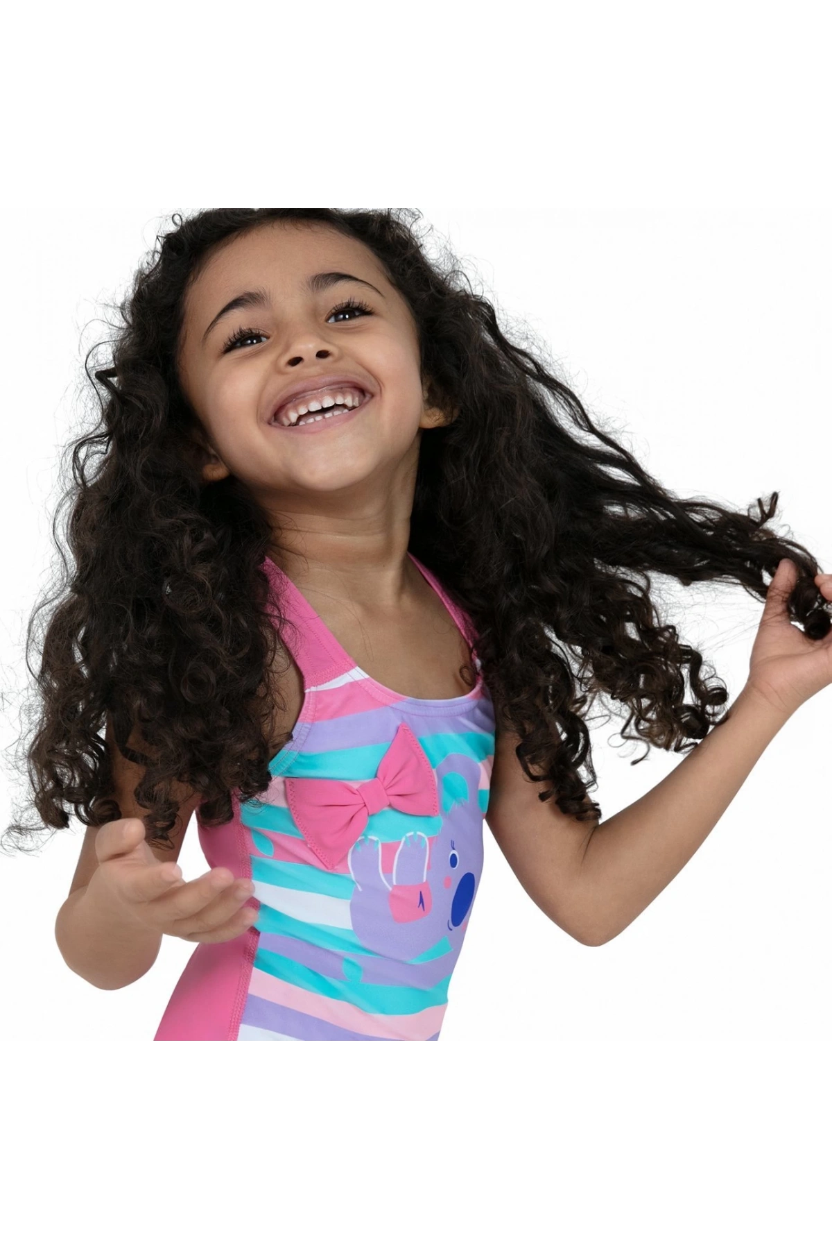 Speedo Koko Koala Desenli Çapraz Sırtlı Kız Çocuk Mayosu Mavi