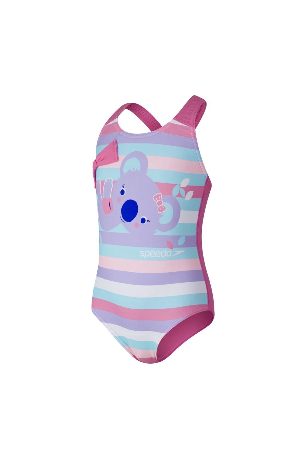 Speedo Koko Koala Desenli Çapraz Sırtlı Kız Çocuk Mayosu Mavi