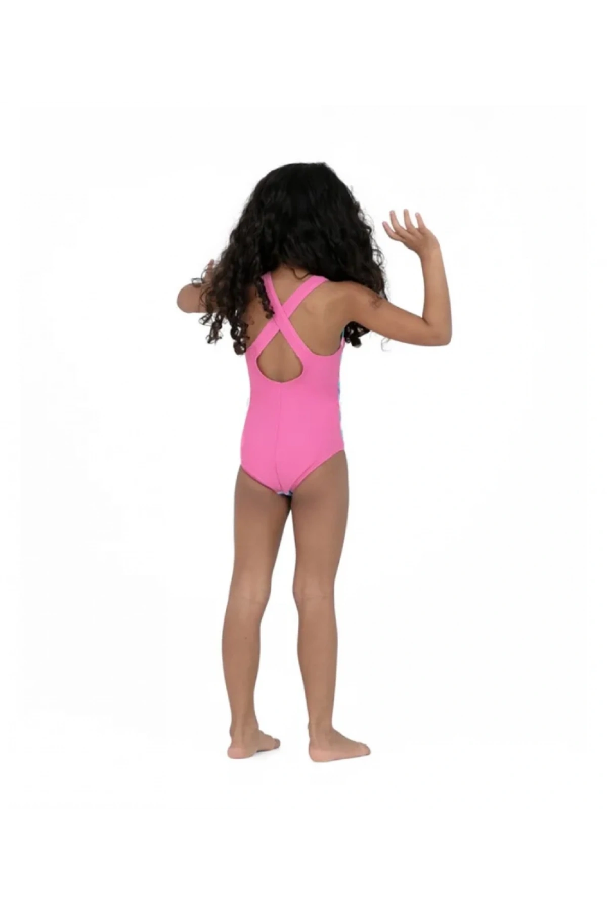 Speedo Koko Koala Desenli Çapraz Sırtlı Kız Çocuk Mayosu Mavi