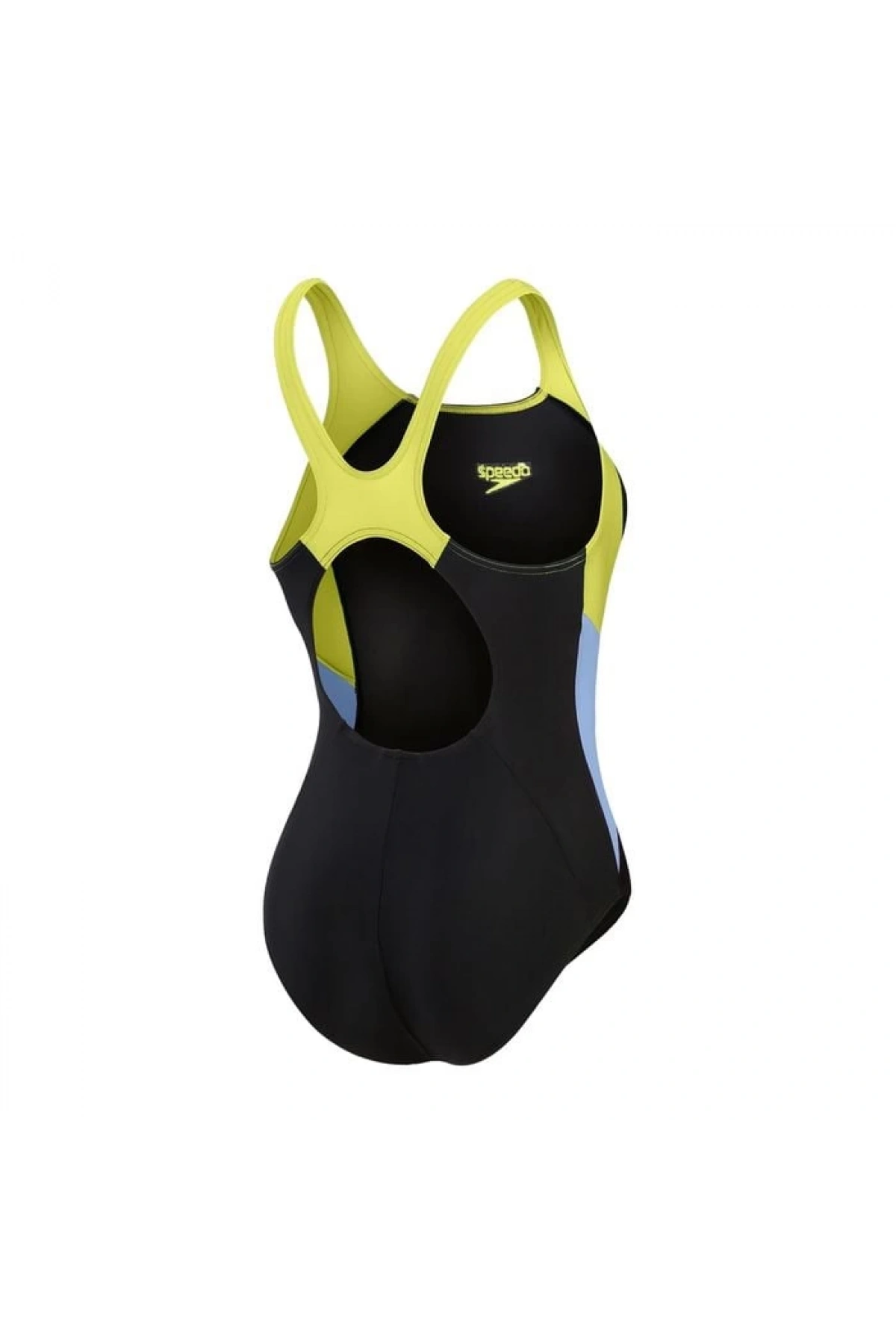 Speedo Lastikli Bel Normal Kalıp Kadın Mayosu Siyah-Sarı