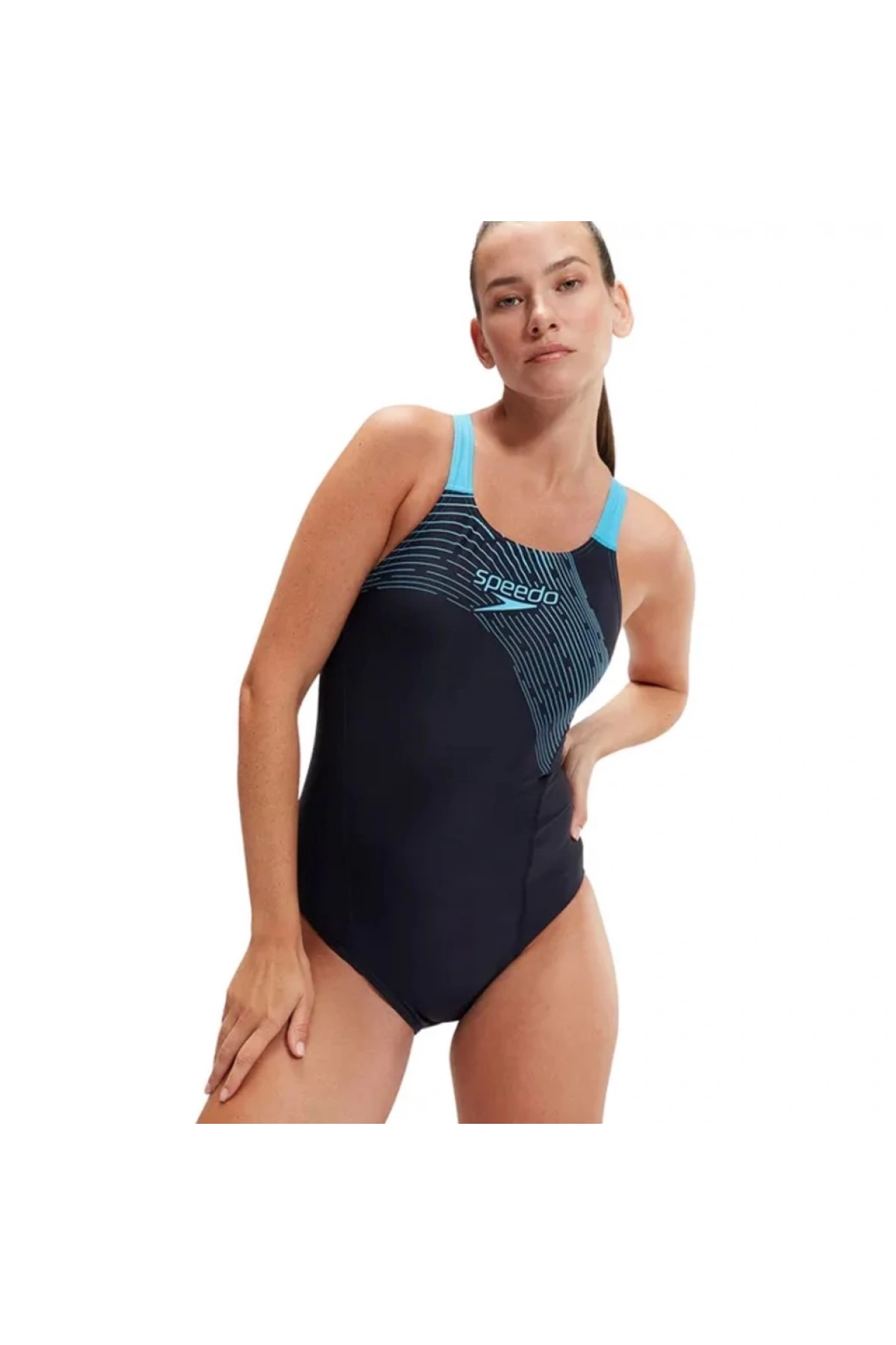 Speedo Medley Logo Kadın Yüzücü Mayosu Lacivert-Turkuaz