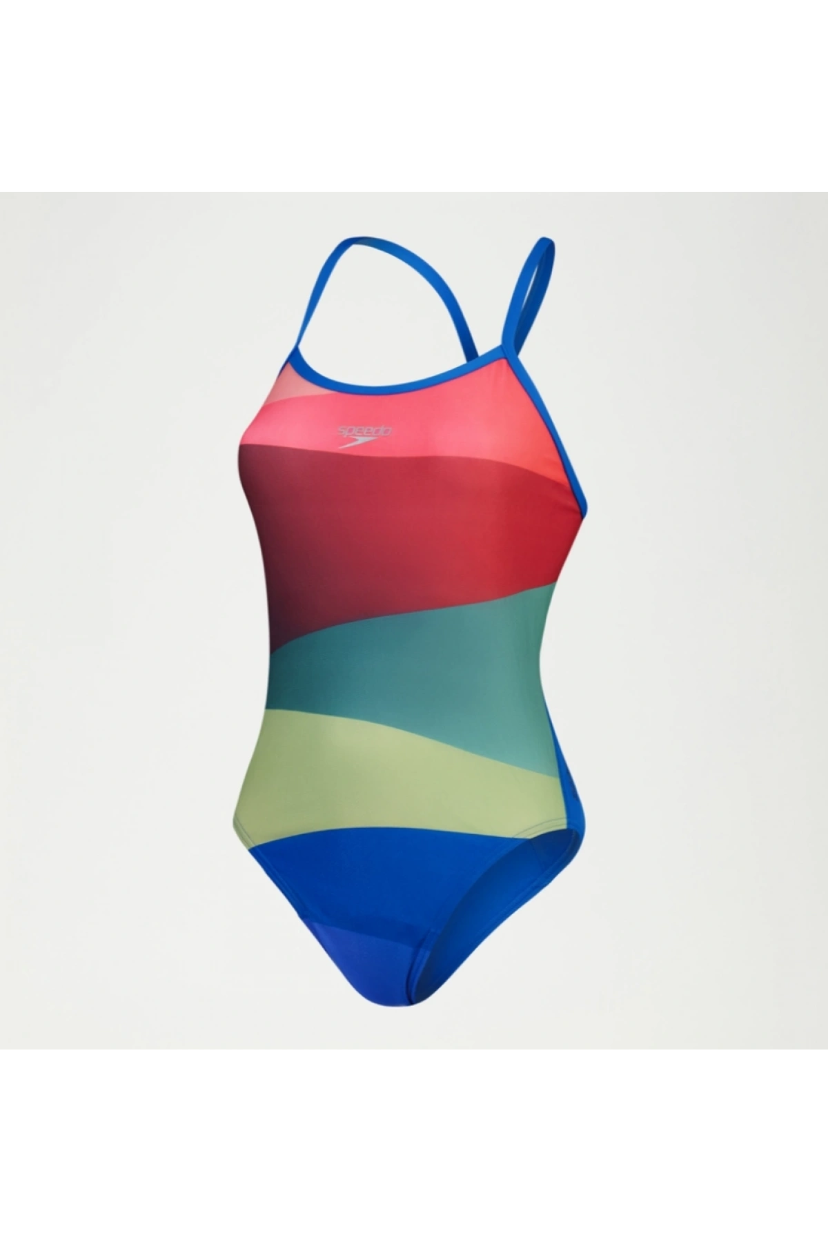 Speedo Placement Digital Turnback Kadın Yüzücü Mayosu Kırmızı-Yeşil