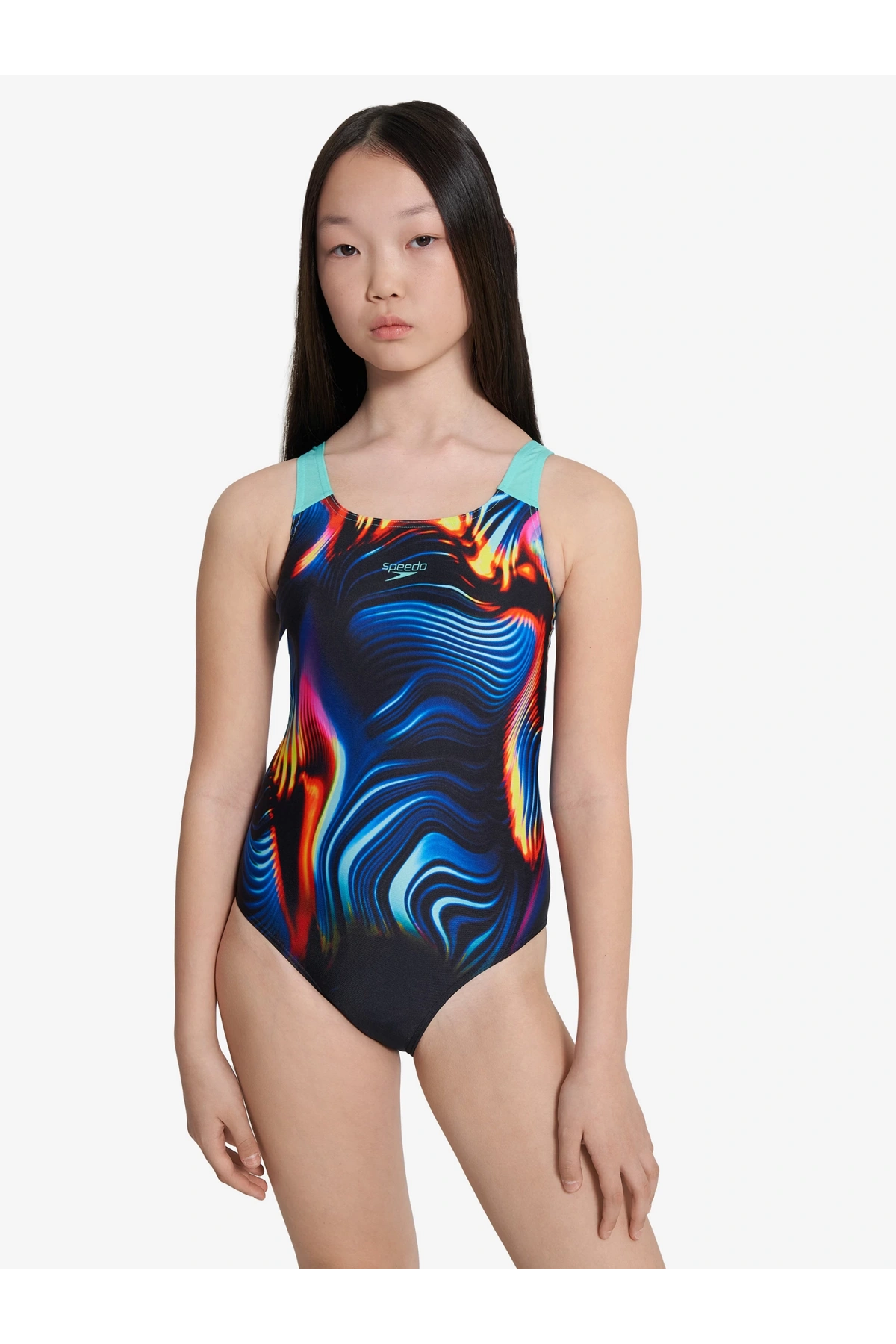 Speedo Pt Plmt Pwrbck Kız Çocuk Yüzücü Mayosu Turkuaz-Mavi