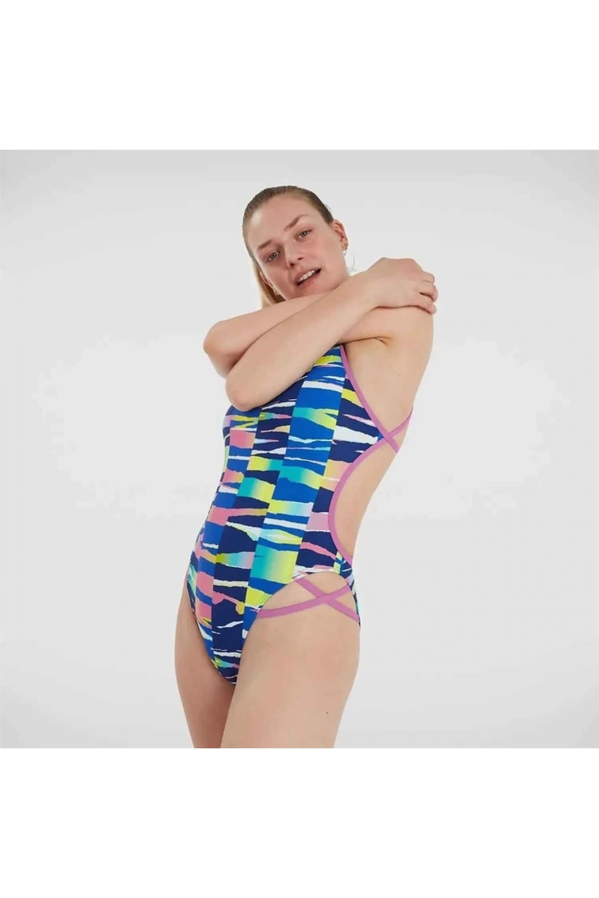 Speedo Rainbow Ripple Freestyler Kadın Yüzücü Mayosu Renkli