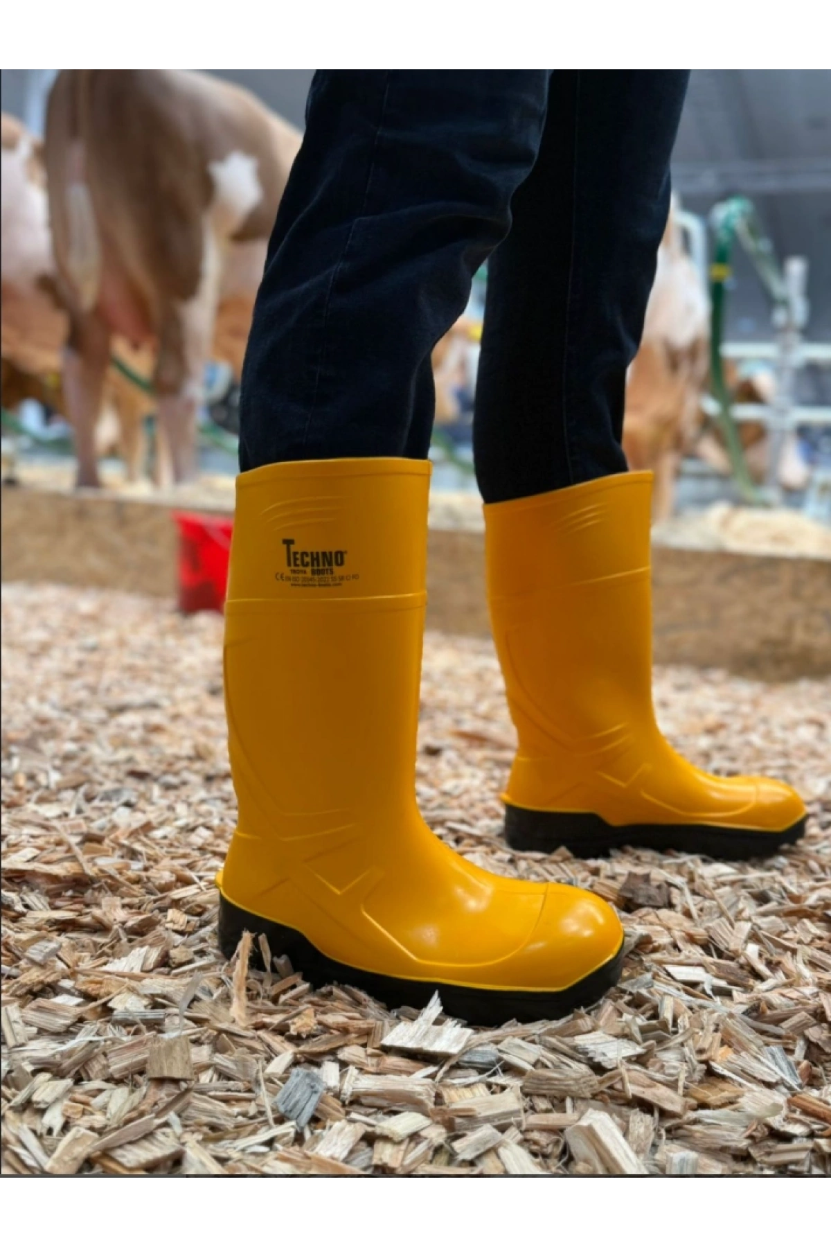 Techno Boots Poliüretan Soğuğa Dayanıklı Kısa Çelik Burunlu Sarı Çizme