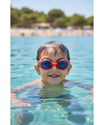 Avessa GS28 Kutulu Mavi Kırmızı Unisex Çocuk Yüzücü Gözlüğü