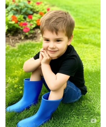 Bahçe ve Yağmur Renkli Çocuk Çizmesi 26-35 Mavi