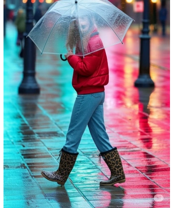 Konçlu Kadın Yağmur Çizmesi 36-40 Leopar