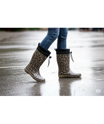 Konçlu Peluşlu Kadın Yağmur Çizmesi 36-40 Leopar Desenli