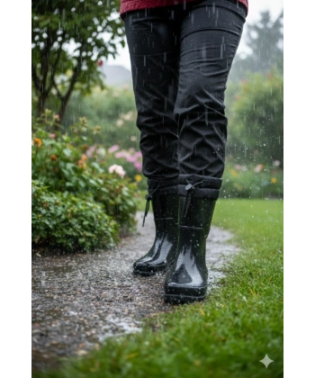 Konçlu Peluşlu Kadın Yağmur Çizmesi 36-40 Siyah